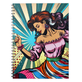 Söt Woman Dancing Salsa Pop Art Anteckningsbok