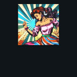 Söt Woman Dancing Salsa Pop Art Canvastryck<br><div class="desc">En vacker kvinna som dansar Salsa i en popkonst tecknad bok stil. Färgfull ai-konst för dem som kärlek ska dansa.</div>
