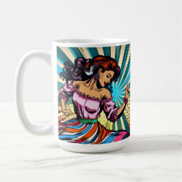 Söt Woman Dancing Salsa Pop Art Kaffemugg