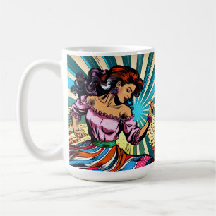 Söt Woman Dancing Salsa Pop Art Kaffemugg