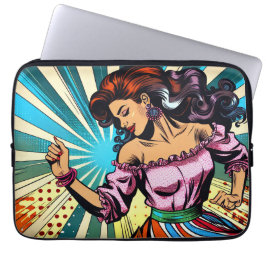 Söt Woman Dancing Salsa Pop Art Laptop Fodral