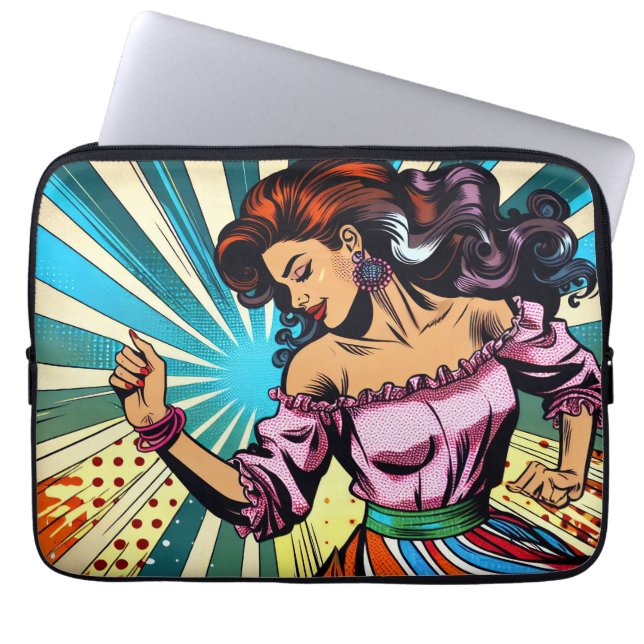 Söt Woman Dancing Salsa Pop Art Laptop Fodral (Framsidan)