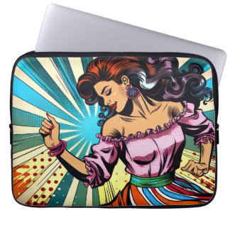 Söt Woman Dancing Salsa Pop Art Laptop Fodral