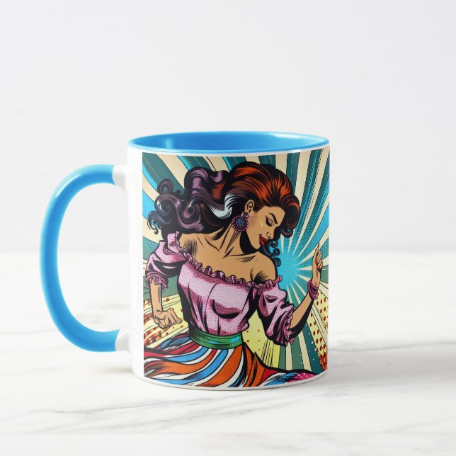Söt Woman Dancing Salsa Pop Art Mugg (Vänster)