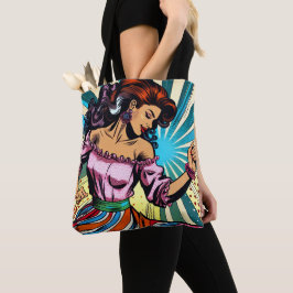 Söt Woman Dancing Salsa Pop Art Tygkasse