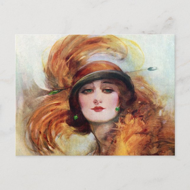 Söt Woman Flapper Mode 1920-talet Vykort (Framsida)