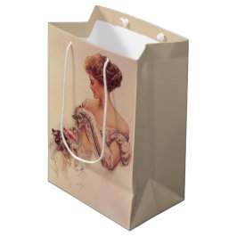 Söt Woman Holding a Kitten (av Harrison Fisher)