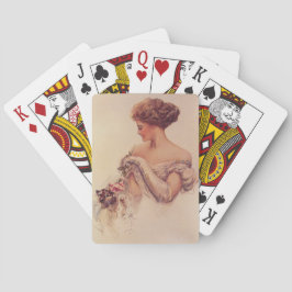 Söt Woman Holding a Kitten (av Harrison Fisher) Casinokort