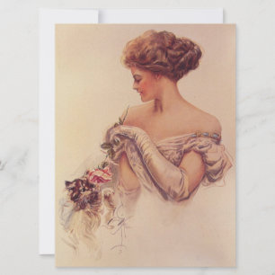 Söt Woman Holding a Kitten Kort