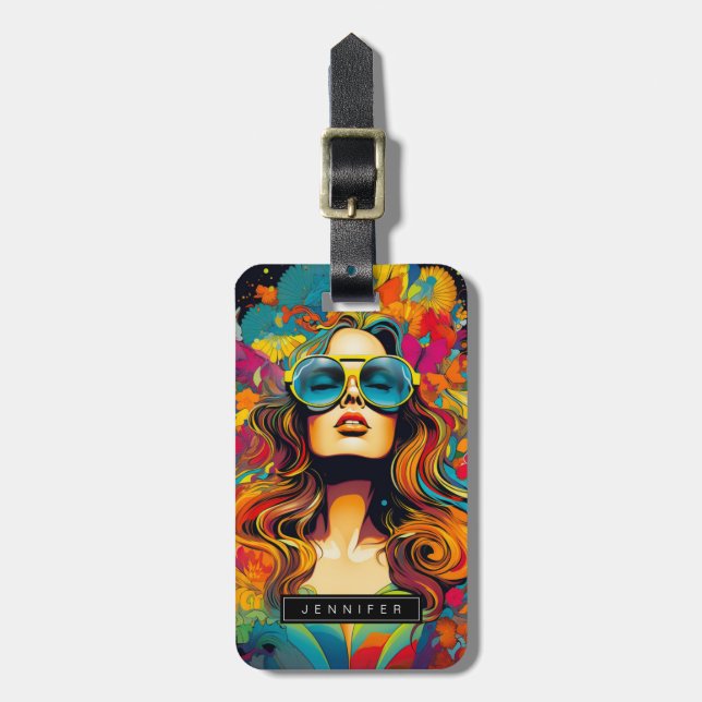 Söt Woman Luggage Taggs Bagagebricka (Vertikal Framsida)