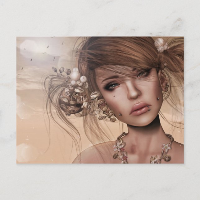 Söt Woman med Piercings Vykort (Framsida)