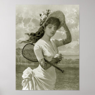 Söt Woman With Tennis Racket, 1887 Poster