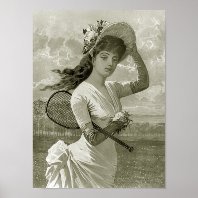 Söt Woman With Tennis Racket, 1887 Poster (Framsidan)
