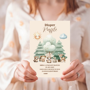 Söt Woodland Animals Diapper Raffle Tilläggskort