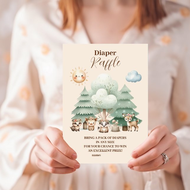 Söt Woodland Animals Diapper Raffle Tilläggskort (Skapare uppladdad)