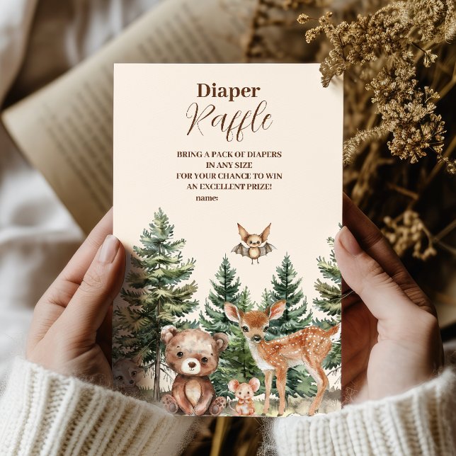 Söt Woodland Animals Diapper Raffle Tilläggskort (Skapare uppladdad)