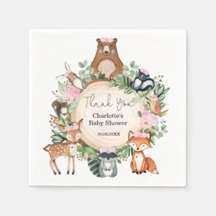 Söt Woodland Animals Flicka Shower Birdday Pappersservett