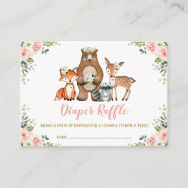 Söt Woodland  Blommigt Baby Diaper Raffle Tilläggskort