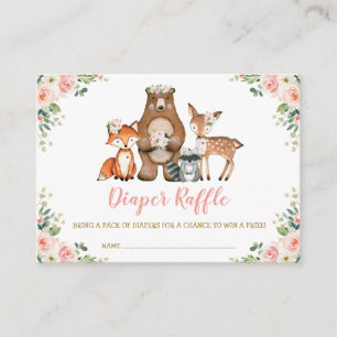Söt Woodland Blommigt Baby Diaper Raffle Tilläggskort