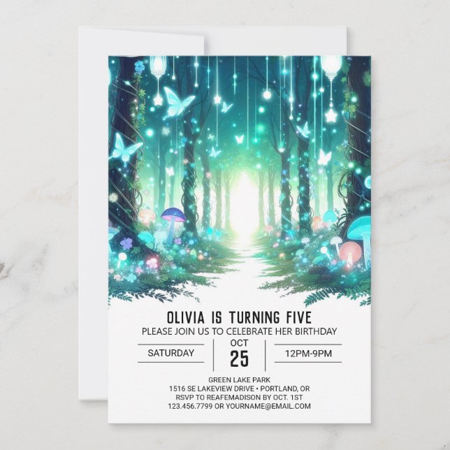 Söt Woodland Digital Birthday Inbjudningar (Framsida)