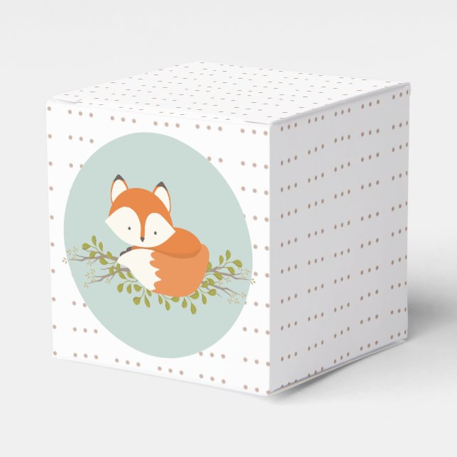 Söt Woodland Fox Baby Favor Box Presentaskar (Framsidan Sidan)