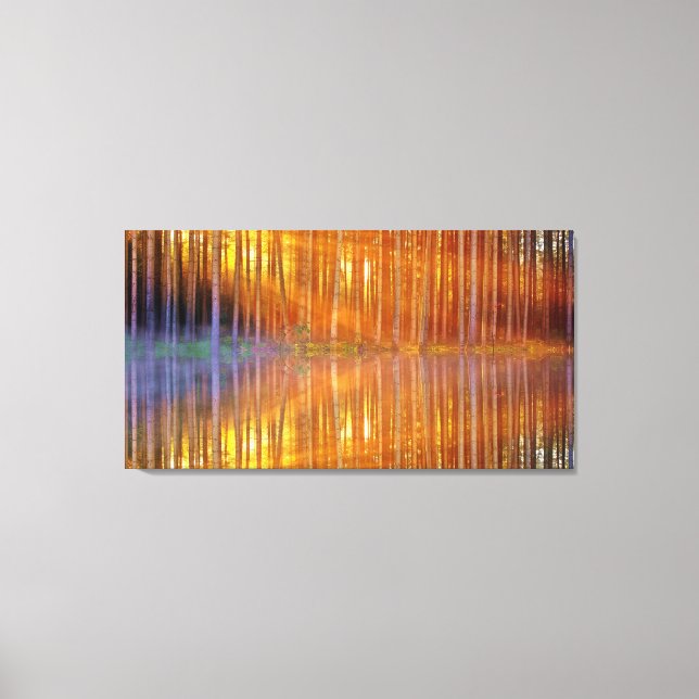 Söt Woodland Sunset Golden Reflection Geometric Canvastryck (Framsida)
