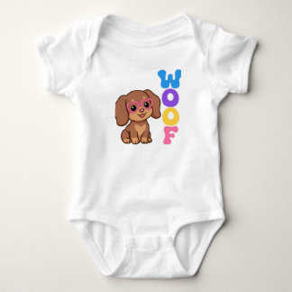 Söt Woof Dachshund Babyblus Groovy Valp T Shirt