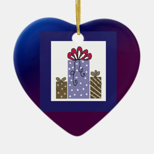 Söt Wrapped Presenter Julgransprydnad Keramik (Framsidan)