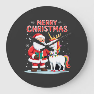 Söt Xmas Enhörning Jultomten på Enhörning Jul T-Sh Stor Klocka
