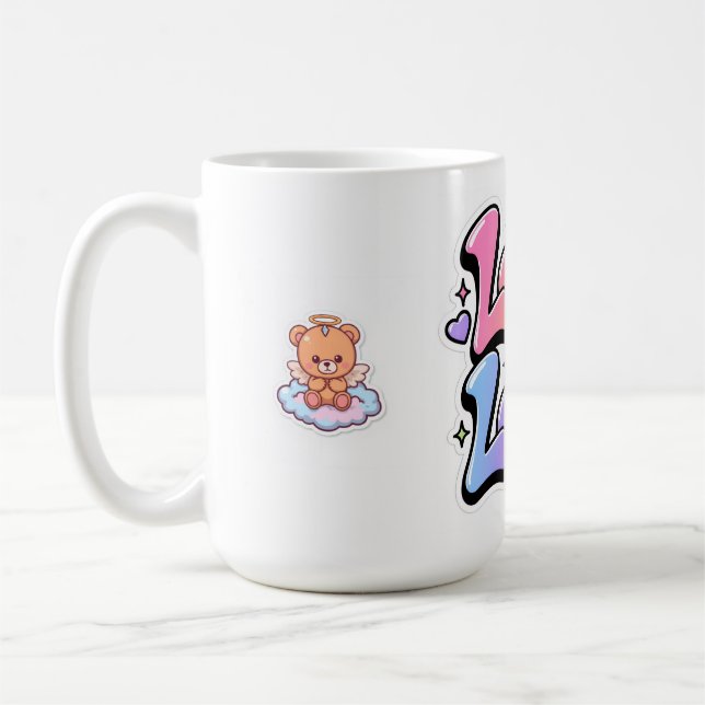 Söt Y2K-regnbåge Kärlek är Kärlek Graffiti-mugg me Kaffemugg (Vänster)