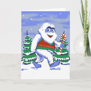 Söt yeti jul i skogen kort