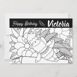 Söt Yoga Lama Födelsedags Blommig Målarbok Julkort