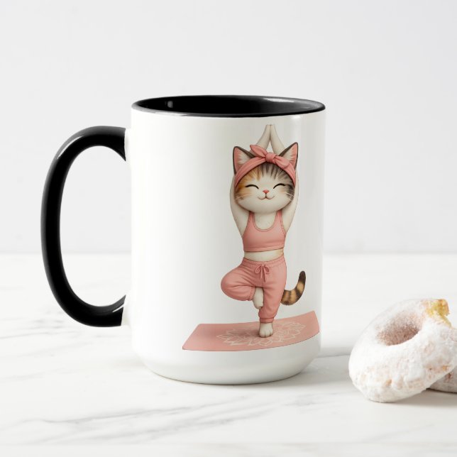 Söt yogakatt med munk kaffemugg (Med munk)