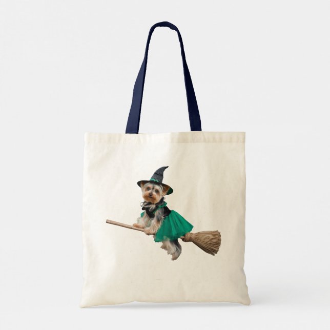 Söt Yorkie Halloweenväska Tygkasse (Baksida)