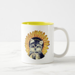 Söt Yorkie Hund Tvåtons Kaffemugg