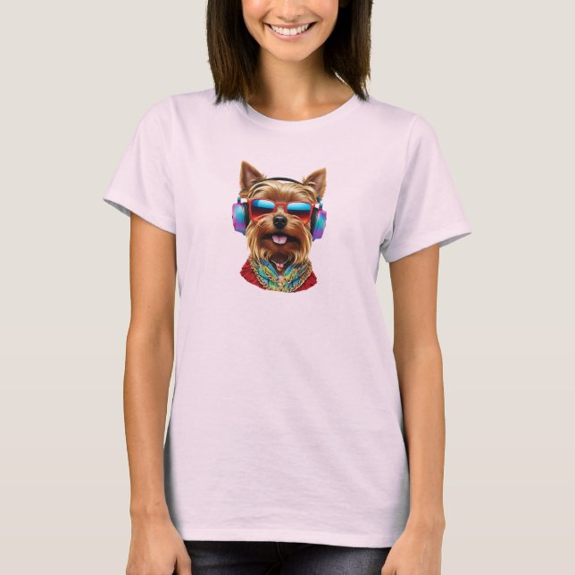 Söt Yorkie Jam T Shirt (Framsida)