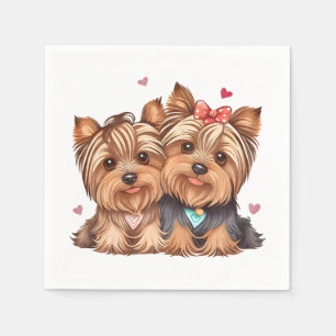 Söt Yorkie Kärlek Valp Hund Yorkshire Terrier Pappersservett