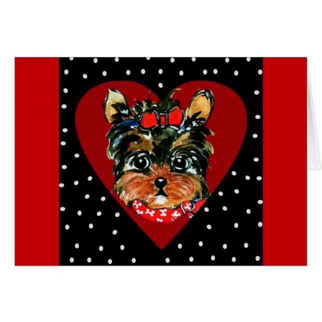 Söt Yorkie Poo Hälsningskort (Framsidan Horizontal)