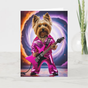 Söt Yorkie Rockstjärna Kort