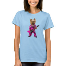 Söt Yorkie Rockstjärna T-Shirt
