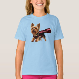 Söt Yorkie Superhjälte Barn T-Shirt