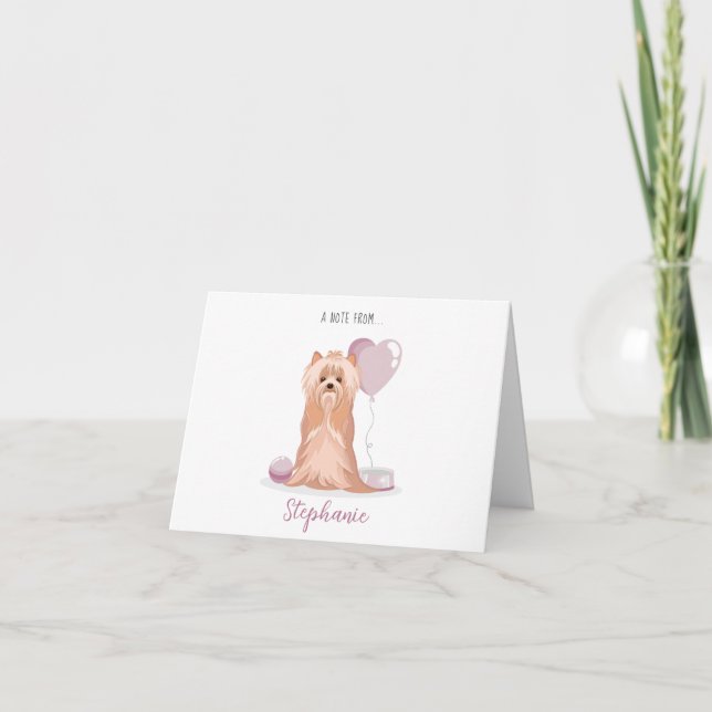 Söt Yorkshire Terrier födelsedag Anteckningskort (Framsida)