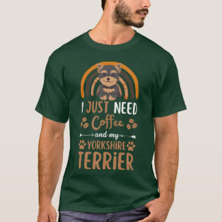 Söt yorkshire terrier hund kaffe kafé kawaii frie t shirt