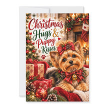 Söt Yorkshire Terrier Julhugger och valp