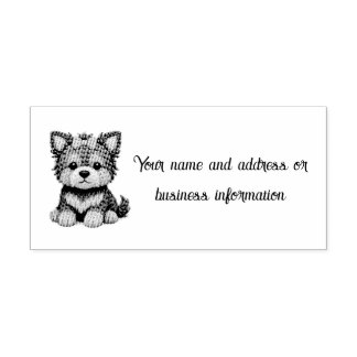 Söt Yorkshire Terrier med rosett Självfärgande Stämpel