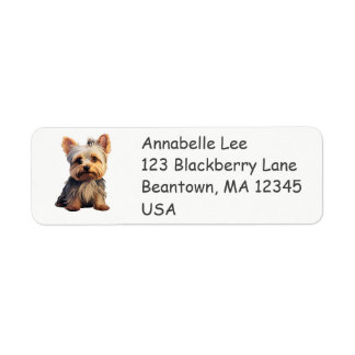 Söt Yorkshire Terrier Returadress Etikett
