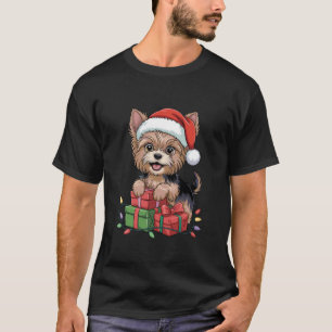 Söt Yorkshire Terrier Tomtehatt Jul Yorkie  T Shirt
