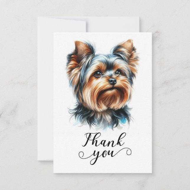 Söt Yorkshire Terrier Yorkie Illustration Konst Tack Kort (Framsida)