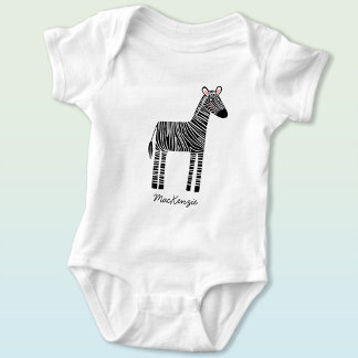Söt zebra anpassat namn personligt t shirt