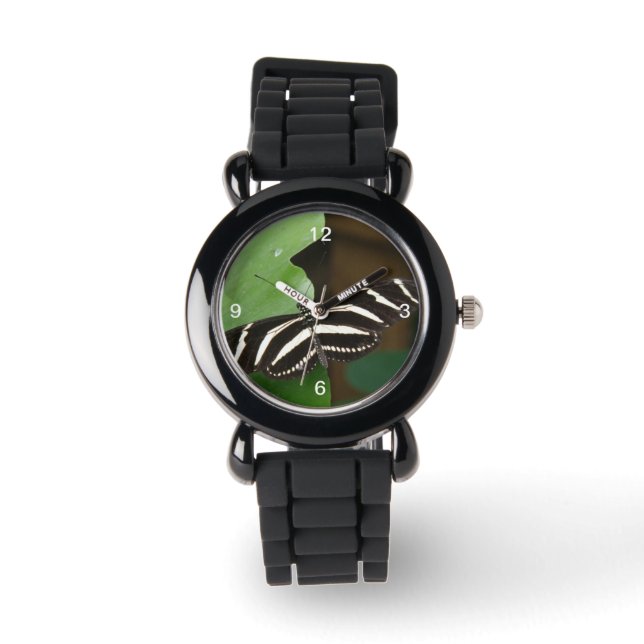 Söt Zebra Longwing Butterfly Glitter Watch Armbandsur (Framsida)